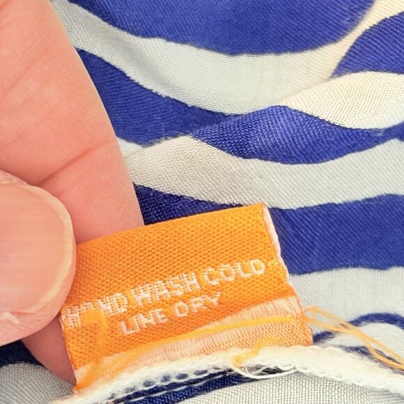 Oliphant Tuckernuck Tiered Dress Size Small Blue Stripe Sleeveless Silk Blend - Picture 6 of 10